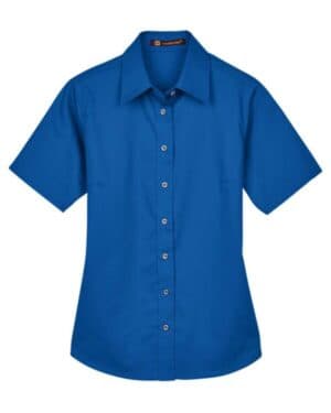 FRENCH BLUE M500SW women's easy blend short sleeve twill dress shirt withstain-release