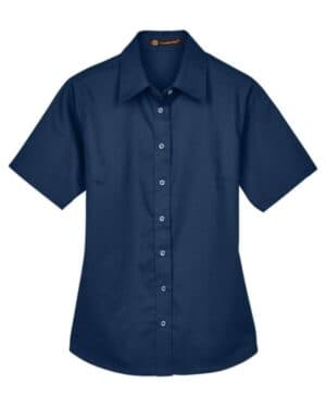 NAVY M500SW women's easy blend short sleeve twill dress shirt withstain-release
