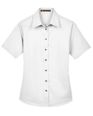 WHITE M500SW women's easy blend short sleeve twill dress shirt withstain-release