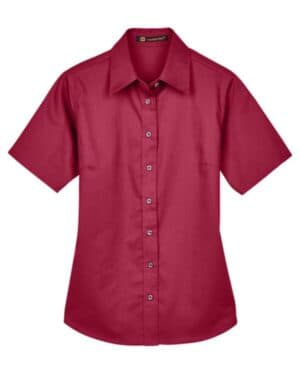 WINE M500SW women's easy blend short sleeve twill dress shirt withstain-release