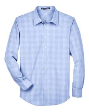 WHITE/ LIGHT FRENCH BLUE DG520 men's crown collection glen plaid woven dress shirt