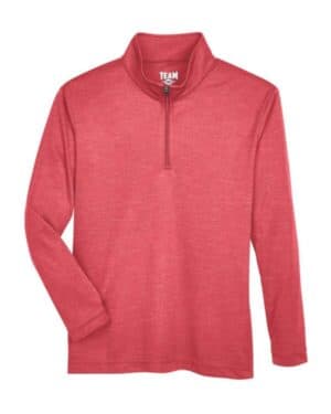 SPORT RED HEATHER TT31HY youth zone sonic heather performance quarter-zip pullolver