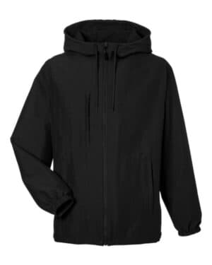 BLACK Harriton M73 unisex flex twill hooded jacket