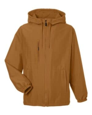 DUCK BROWN Harriton M73 unisex flex twill hooded jacket