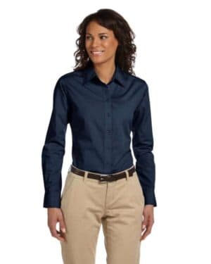 NAVY Harriton M510W women's essential poplin