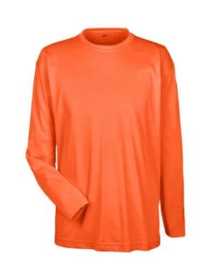 BRIGHT ORANGE 8422 men's cool & dry sport long sleeve performance interlock t-shirt
