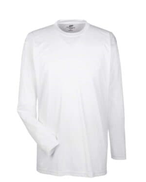 WHITE 8422 men's cool & dry sport long sleeve performance interlock t-shirt