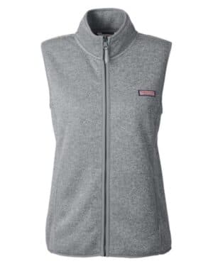 GREY HEATHER Vineyard vines O001411 women's mountain sweater fleece vest