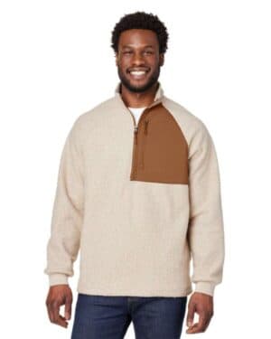 OATMEAL HEATHER/ TEAK NE713 men's aura sweater fleece quarter-zip pullover