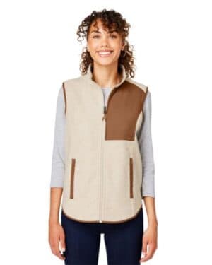 OATMEAL HEATHER/ TEAK North end NE714W women's aura sweater fleece vest