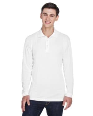 WHITE Ultraclub 8405LS men's cool & dry sport long sleeve polo
