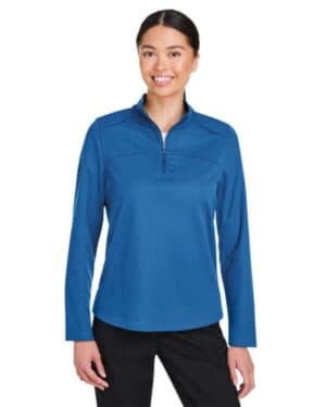 LIGHT NAUTICAL BLUE NE412W women's express tech performance pique quarter-zip pullover