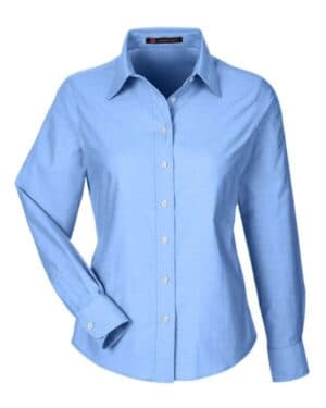 LIGHT BLUE Harriton M600W women's long sleeve oxford dress shirt