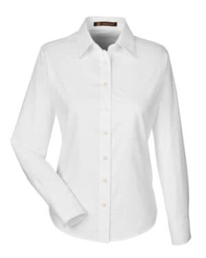 WHITE Harriton M600W women's long sleeve oxford dress shirt