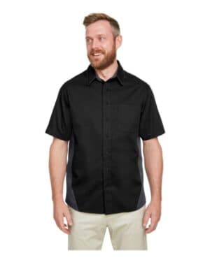 BLACK/ DARK CHARCOAL Harriton M586T men's tall flash il colorblock shirt