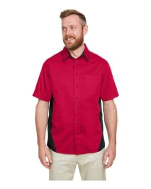 RED/ BLACK Harriton M586T men's tall flash il colorblock shirt