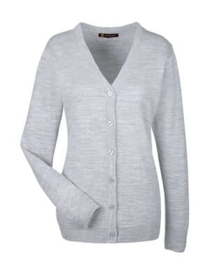 GREY HEATHER M425W women's pilbloc v-neck button cardigan sweater