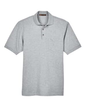 GREY HEATHER Harriton M265P men's easy blend polo withpocket