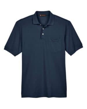 NAVY Harriton M265P men's easy blend polo withpocket