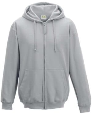 HEATHER GREY JHA050 midweight college full-zip hooded sweatshirt