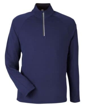 CLASSIC NAVY HEATHER/ CARBON CE418 men's origin performance pique quarter-zip pullover