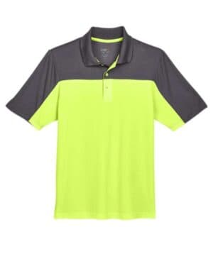 SAFETY YELLOW/ CARBON CE101 men's balance colorblock performance piqu polo