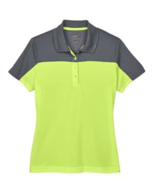 SAFETY YELLOW/ CARBON CE101W women's balance colorblock performance piqu polo