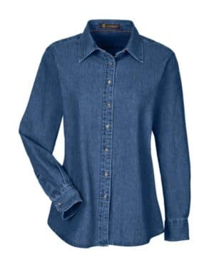 DARK DENIM Harriton M550W women's long sleeve denim shirt