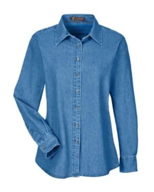 LIGHT DENIM Harriton M550W women's long sleeve denim shirt