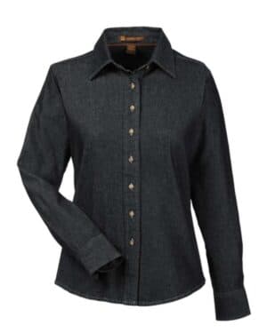 Harriton M550W women's long sleeve denim shirt