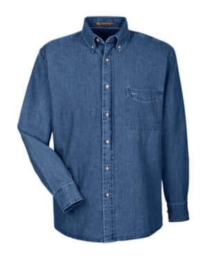 DARK DENIM Harriton M550T men's tall long sleeve denim shirt