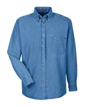Harriton M550T men's tall long sleeve denim shirt