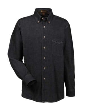 WASHED BLACK Harriton M550T men's tall long sleeve denim shirt