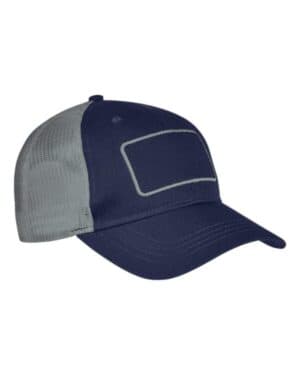 NAVY/ GREY/ GREY Big accessories BA656T patch trucker cap
