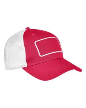 RED/ WHITE/ WHITE Big accessories BA656T patch trucker cap
