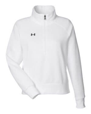 WHITE/ BLACK Under armour 1379492 women's rival fleece quarter-zip pullover
