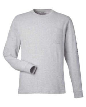 GREY HEATHER/ BLUE BLAZER Vineyard vines V021214 long sleeve pocket t-shirt