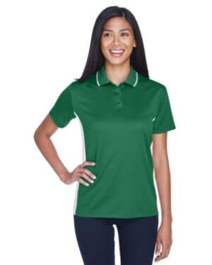 FOREST GREEN/ WHITE Ultraclub 8406L women's cool & dry sport two-tone polo