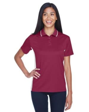 MAROON/ WHITE Ultraclub 8406L women's cool & dry sport two-tone polo