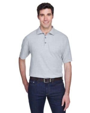 HEATHER GREY Ultraclub 8540 men's whisper piqu polo