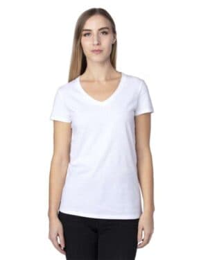 WHITE Threadfast apparel 200RV women's ultimate cvc v-neck t-shirt