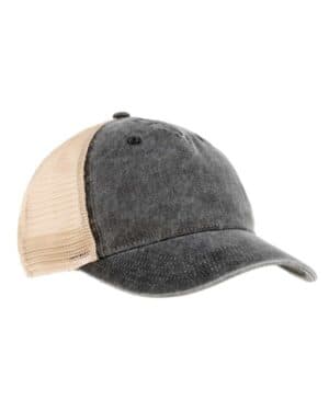 BLACK/ KHAKI Authentic pigment AP1924 pigment-dyed trucker cap