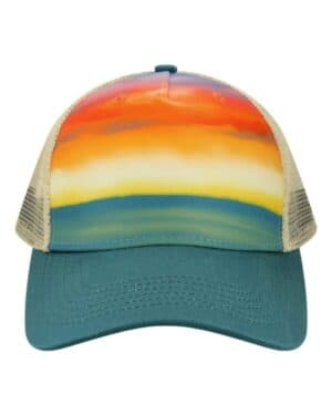 WATERCOLOR SUNSET/ TEAL Locale 5PTKR trucker cap