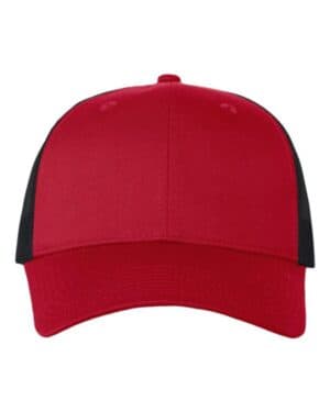 RED/ BLACK Valucap VC400 mesh-back twill trucker cap