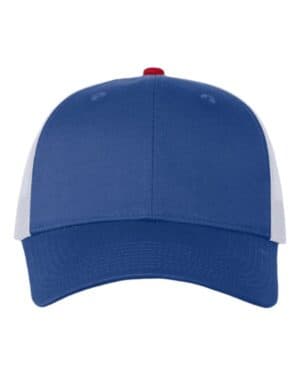 ROYAL/ WHITE/ RED Valucap VC400 mesh-back twill trucker cap