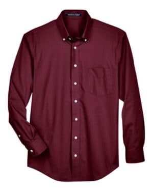 BURGUNDY D620 men's crown collection broadcloth woven dress shirt