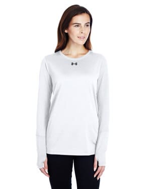 WHITE/ GRAPH _100 Under armour 1305681 ladies' long-sleeve locker 20 t-shirt