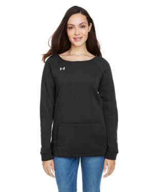 BLACK/ WHT _001 1305784 ladies' hustle fleece crewneck sweatshirt