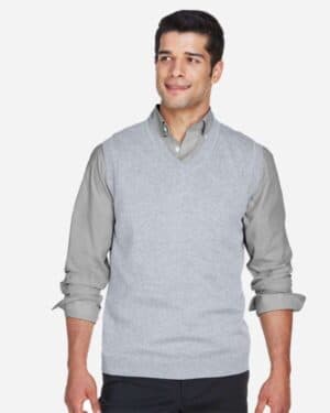 GREY HEATHER Devon & jones D477 unisex v-neck sweater vest