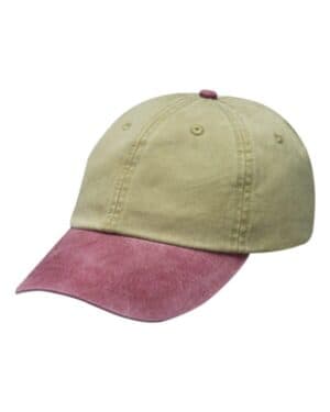 KHAKI/ BURGUNDY Adams headwear LP101 optimum pigment-dyed cap